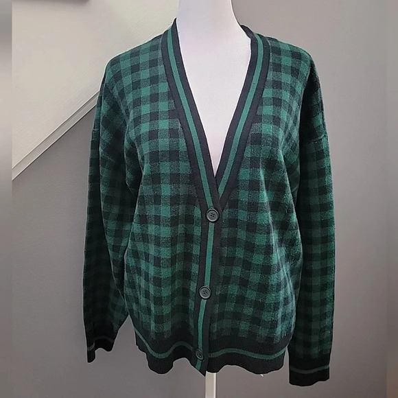 Marled Preppy Soft Cardigan Classic Plaid Schoolgirl Academia Size XL - Picture 1 of 6